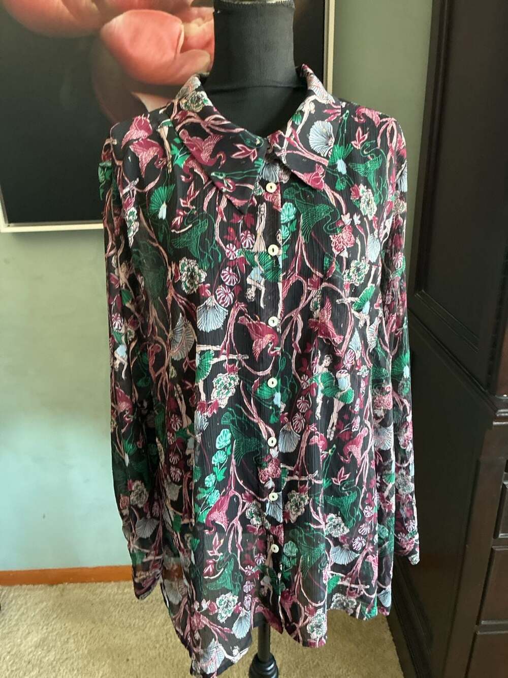 ModCloth 4X Opening Night at the Ballet Chiffon Button Down Blouse A576